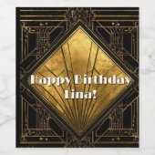 Black and Gold Art Deco Paper Napkins ワインラベル (シングルラベル)