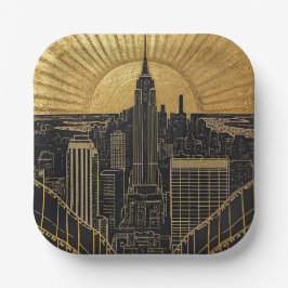Black and Gold Art Deco Paper Plates ペーパープレート