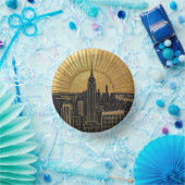 Black and Gold Art Deco Paper Plates ペーパーボウル (パーティー)