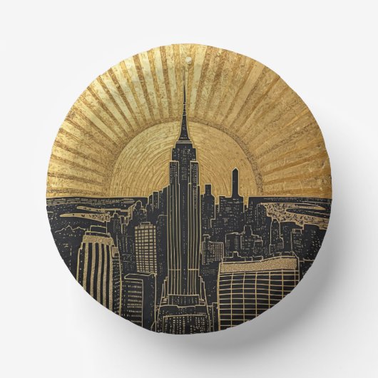Black and Gold Art Deco Paper Plates ペーパーボウル (正面)