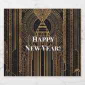 Black and Gold Art Deco Party Hat ビールラベル (シングルラベル)