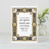 Black and Gold Art Deco QR Code RSVP Wedding 招待状 (スタンド正面)