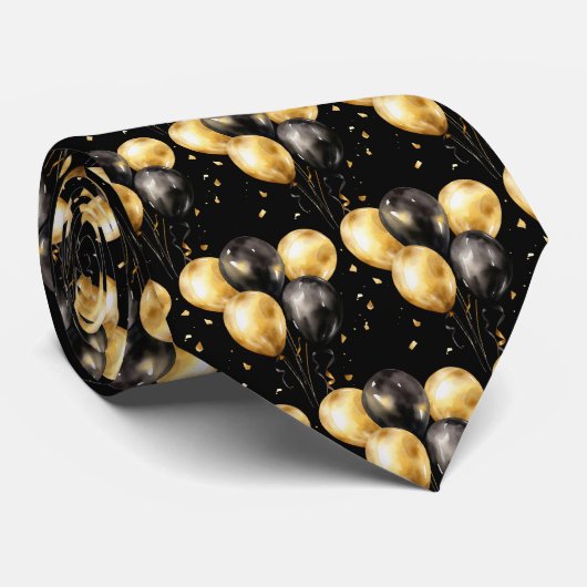 Black and Gold Balloons Neck Tie ネクタイ (ロール)
