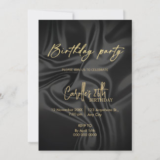Black and gold birthday 招待状