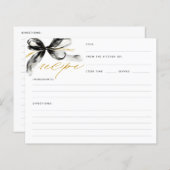 Black and Gold Bow Bridal Shower Recipe Card (正面/裏面)