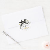 Black and Gold Bow Chic Whimsical Bridal Shower ラウンドシール (封筒)