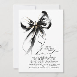 Black and Gold Bow Elegant Whimsical Bridal Shower 招待状