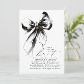 Black and Gold Bow Elegant Whimsical Bridal Shower 招待状 (スタンド正面)