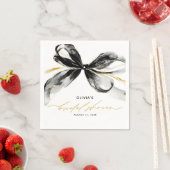 Black and Gold Bow Sophisticated Bridal Shower スタンダードカクテルナプキン (インサイチュ)