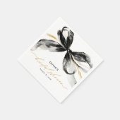 Black and Gold Bow Sophisticated Bridal Shower スタンダードカクテルナプキン (角)