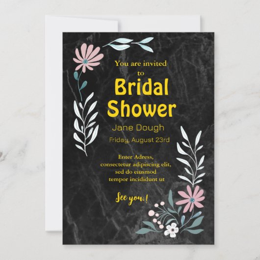 Black And Gold Bridal Shower Invitation 招待状 (正面)