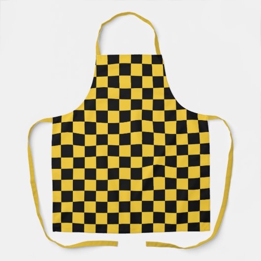 Black and gold checkerboard pattern エプロン (正面)