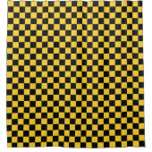Black and gold checkerboard pattern シャワーカーテン (正面)