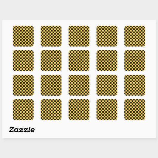 Black and gold checkerboard pattern スクエアシール (シート)