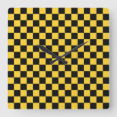 Black and gold checkerboard pattern スクエア壁時計 (正面)