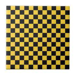 Black and gold checkerboard pattern タイル