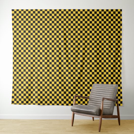 Black and gold checkerboard pattern タペストリー (インサイチュ(横))