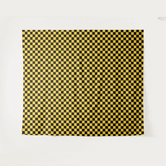 Black and gold checkerboard pattern タペストリー (正面(横))