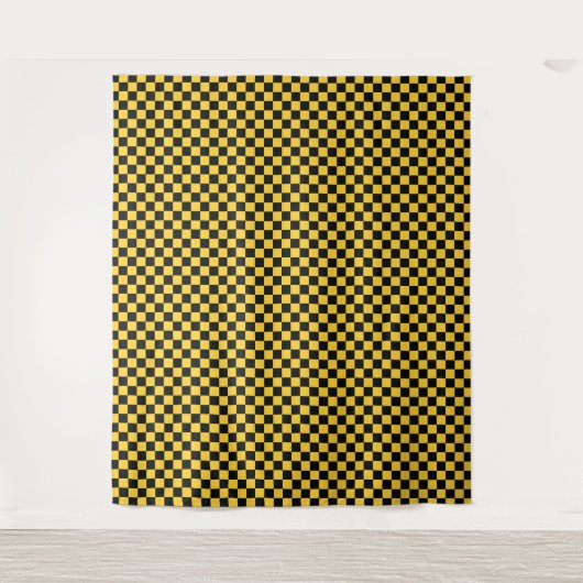 Black and gold checkerboard pattern タペストリー (正面)