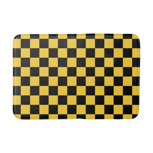 Black and gold checkerboard pattern バスマット (正面)