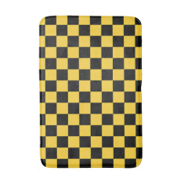 Black and gold checkerboard pattern バスマット
