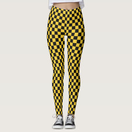 Black and gold checkerboard pattern レギンス