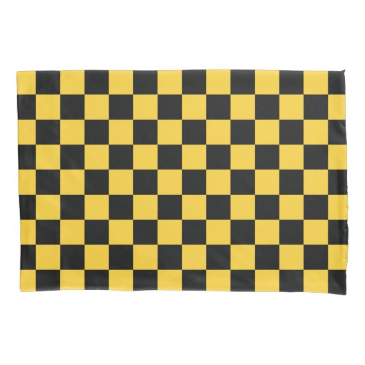 Black and gold checkerboard pattern 枕カバー (正面左)