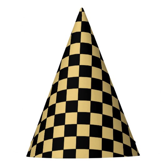 Black and Gold Checkered パーティーハット (正面)