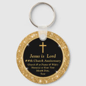 Black and Gold Church Anniversary Party Favors キーホルダー (正面)