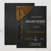 Black and Gold Class of 2026 Graduation invitation 招待状 (正面/裏面)
