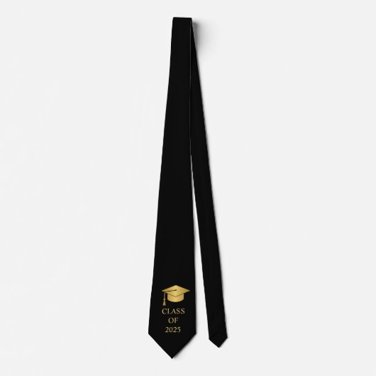 Black and Gold Class of Graduation ネクタイ (正面)