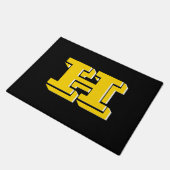 Black and Gold Collegiate Color Style Monogram ドアマット (アングル)