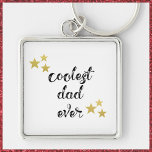 Black and Gold Coolest Dad Ever  Keychain キーホルダー<br><div class="desc">COOLEST DAD EVER in script font - decorated with stars.</div>