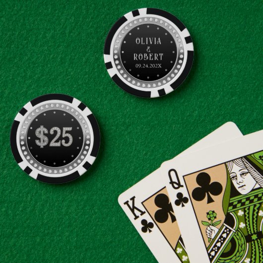 Black and gold diamonds wedding poker chips ポーカーチップ (ポーカーテーブル (ダブル))