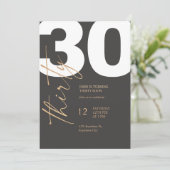 Black and Gold Elegant 30th Birthday 招待状 (スタンド正面)