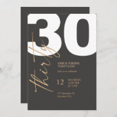 Black and Gold Elegant 30th Birthday 招待状 (正面/裏面)