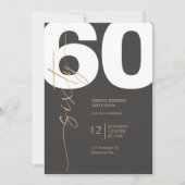 Black and Gold Elegant 60th Birthday 招待状 (正面)