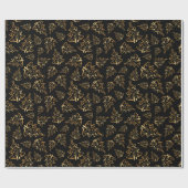 Black and Gold Elegant Christmas Trees ラッピングペーパー (フラット)