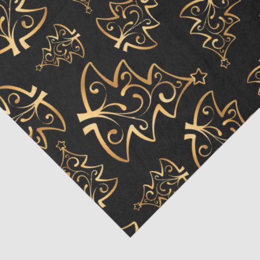 Black and Gold Elegant Christmas Trees 薄葉紙 (詳細)