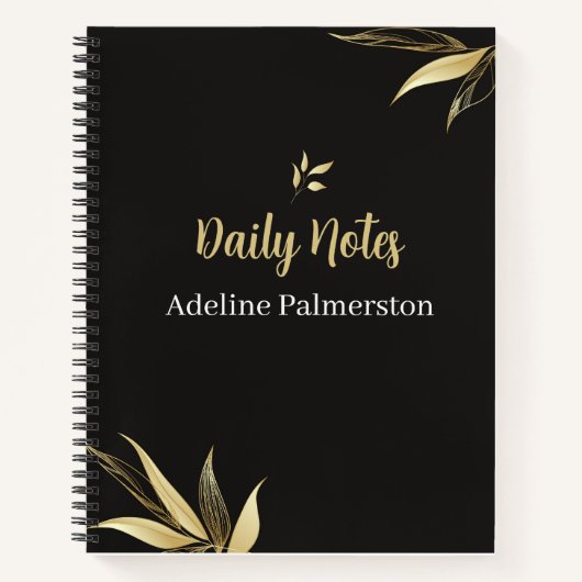 Black and Gold Elegant Daily Planner Notebook ノートブック (正面)