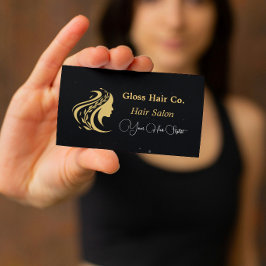 Black and Gold Elegant Hair Salon Business Card 名刺