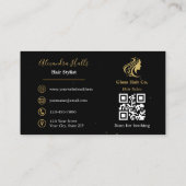 Black and Gold Elegant Hair Salon Business Card 名刺 (裏面)