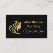 Black and Gold Elegant Hair Salon Business Card 名刺 (正面)