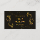 Black and Gold Elegant Luxury Style Hair Salon 名刺 (正面)