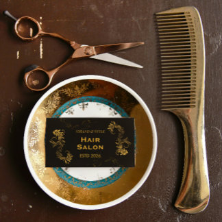 Black and Gold Elegant Luxury Style Hair Salon 名刺