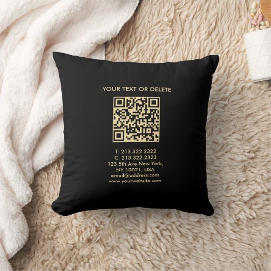 Black And Gold Elegant Modern Template QR Code クッション (ブランケット)