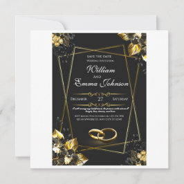 Black and Gold Elegant Wedding シーズンカード