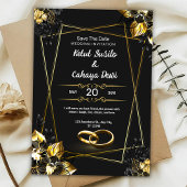 Black and Gold Elegant Wedding Invitation 招待状