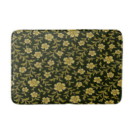 Black and Gold Floral  バスマット