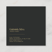 Black and Gold Floral Geometric Hydrangea スクエア名刺 (裏面)